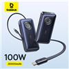 Baseus 100W 20000mAh Power Bank Cavo USB-C retrattile incorporato PD Batteria esterna PowerBank per MacBook Pro iPhone 17 Samsung