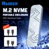 RAGEER Custodia SSD RAGEER M2 Adattatore custodia SSD M.2 NVMe 10 Gbps USB 3.2 Gen2 Custodia in alluminio Custodia esterna Cavi da USB-A a C&C a C