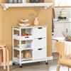 SoBuy FKW79-W Carrelli da cucina con 2 ripiani rimovibili e 1 vassoio Carrello a rotelle cucina soggiorno Sala da pranzo Bianco