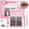 AILAISHI Kit Ciuffetti Ciglia Finte Manga 132 Pezzi con Ciglia Inferiori, 5-16mm Curl D Fluffy, Colla per Ciglia Finte e Pinzette - Per Occhi Doll e Cosplay