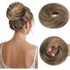 MY-LADY Chignon Finto per Capelli Veri- Cerchio Elastico Dritto Nero Naturale/Biondo Scuro - Facile Updo Naturale per Donne Ragazze 30g Liscio