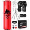 JUOIFIP Set sacco da boxe sospeso, sacco da boxe per adulti non riempito con guantoni da boxe e accessori, borsa pesante in microfibra e pelle per l'allenamento di kickboxing, fitness, MMA, grappling