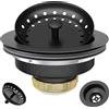 EXAKEY Kit di montaggio per scarico lavello da cucina nero opaco, con cestello e tappo di scarico, per lavello da cucina standard, in acciaio inox