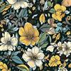 ICYEHAO Carta da Parati Floreale Colorata, 44 x 300 cm Carta da Parati Autoadesiva Beige e Giallo Fiori Verdi Foglie Piante Boho Pellicola Adesiva per Mobili,Camera da Letto,Soggiorno,Bagno,Cucina