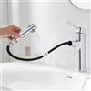 HanCrobiyx Rubinetto da bagno con doccetta estraibile, rubinetto da bagno cromato, rubinetto per lavabo con 2 tipi di getto, miscelatore monocomando per acqua fredda e calda