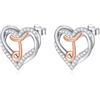 INFUSEU Orecchini Lettera, Argento Sterling 925 Orecchino Iniziale Lobo Iniziali Cuore Lettera A-Z Nome Iniziali Dell'alfabeto Gioielli Personalizzati Regali per Donne Ragazze