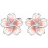 Qings Orecchini a Perno di Ciliegio in Argento Sterling 925, Fiori Rosa Smalto Orecchini Dolci Ipoallergenici Orecchini Regalo di Compleanno per Donna Ragazze