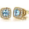 JewelryPalace 1ct Orecchini a Lobo Donna Argento 925 con Naturale Topazio Azzurro, Piercing Orecchini a Bottone Donna con Pietre Dure a Taglio Cuscino, Orecchini Azzurri in Oro Set Gioielli