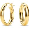 Miore Orecchini Donna Argento Sterling 925 Placcato Oro 18K, Orecchini a Cerchio Dorati e Lisci da 26.5mm, Gioielli da Donna Made in Italy, con Custodia Portagioie