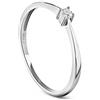 Miore Anello Donna Solitario Anello di Fidanzamento Diamante taglio brillante Ct 0.05 Oro Bianco 9 Kt / 375