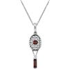 Kiara Jewellery - Collana in argento Sterling 925 con ciondolo a forma di racchetta da tennis in ambra marrone, con catenina in argento sterling da 45,7 cm