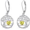 Eusense Orecchini Albero della Vita con Cuore con Zircone Dorato, Orecchini Pendenti Regalo per Donna Ideale per Anniversario e San Valentino