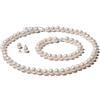 YAMI set di perle (collana + bracciale + orecchini), perle d'acqua dolce coltivate (7-7,5 mm). Ipotallergenico. Argento sterling 925. Un regalo di nozze esclusivo per la sposa. 45 + 5 cm.