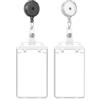 Culinavog 2Pcs Portabadge Verticale in PC rigido, Portabadge con Bobina Retratile, Porta Carte in Plastica Rigida Trasparente, Porta Carte per Ufficio Scuola d'Identità Credito