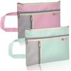Realand 2 buste portadocumenti in formato A5, impermeabili, con 3 tasche, in tessuto Oxford, con cerniera, per organizzare con manico, borsa notarile per libri di carta, progetti, verde e rosa