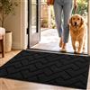 Biscpro Zerbini per Ingresso Interno,50x80cm Tappetino Antiscivolo Lavabile in Lavatrice,Zerbino d'Ingresso Polipropilene Assorbenti per Interno,Ingresso,Esterno,Corridoio,Balcone-Nero