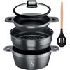 Stone&Stone Set Vaporiera 24 cm - Pentola, Griglia e Piroscafo per Cucina a Vapore, Cuoci Pasta, super Antiaderente tedesco, Induzione, Forno e Gas + Coperchio, 1 Cucchiaio e 2 Presine in Silicone