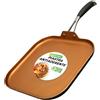 NutriChef Padella Antiaderente 26 cm, Piastra Cucina Rame, Esterno Anodizzato Resistente al Calore, Manico Silicone, Perfetta per Crepes, Pancake, Omelette, Frittata e Piadine