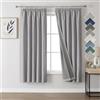 Joydeco 100% tende oscuranti in lino con nastro arricciato, set da 2 pezzi, altezza 183 x 117 cm, colore grigio chiaro, protezione dal freddo, oscurante, protezione acustica, ideale per il soggiorno