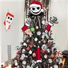 Auirre Jack Skellington Puntale per albero di Natale, testa braccia e gambe, teschio spettrale di Natale, ornamenti decorativi per albero di Natale, divertenti decorazioni per interni per la casa,