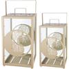 GILDE Yin & Yang - Set di 2 lanterne Balance in vetro e metallo, altezza 48 cm x larghezza 25 cm, rettangolare, beige opaco