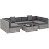 Outsunny Set salotto da giardino 7 pezzi modulari tavolino piano vetro temperato cuscini sfoderabili inclusi grigio