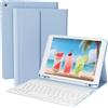 GKABXY Custodia per tastiera per iPad 9/8/7ª generazione (10,2 pollici, 2021/2020/2019), tastiera Bluetooth intelligente magnetica rimovibile senza fili, custodia per tastiera con portapenne, blu