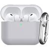 Nemteur Custodia per AirPods Pro 3 2025, Case Protettiva in Silicone per Air Pods Pro 3 Cover in Silicone Visibile a LED Frontale con Moschettone, Grigio