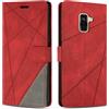 SONWO Cover per Samsung Galaxy A8 2018 / A5 2018 / A530, Flip Caso in PU Pelle Case Cover Custodia con Slot per Schede e Supporto Stand per Samsung A8 2018, Rosso