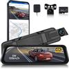 Hodozzy 4K Specchietto Retrovisore Dash Cam WiFi GPS, ADAS BSD LCA, Telecamera Anteriore e Posteriore 1080P 9,66 Pollici Touch Screen Dashcam Auto Visione Notturna Registrazione in loop Monitor di Parcheggio