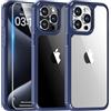 TAURI Cover per iPhone 15 Pro Max con Pellicola in Vetro Temperato,Trasparente Custodia per Sottile Anticaduta - Blu