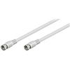 Goobay 60722 Cavo di collegamento satellitare, cavo d'antenna, cavo coassiale, da spina F a spina F, schermato 2 volte, 0,3 m, 80 dB, bianco