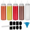 Chetexus Flaconi da spremere per condimenti, 5 confezioni da 500 ml, dispenser in plastica con misure per ketchup, barbecue, salse, sciroppo, condimenti