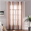 MIULEE Tende a Righe per Interni, Tende Trasparenti in Voile Tende Camera da Letto, Tenda Salotto Moderne con Anelli, Tenda a Pannello da Interno Finestra a Righe Bianche e Marrone, 2x 140x245 CM