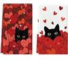 AstraGlam Strofinacci in Microfibra Set da Cucina - 2 Pezzi Asciugamani di San Valentino 45 x 66 cm, Strofinacci Decorativi con Gatti Neri e Cuori Rossi, Morbidi e Assorbenti, Design Estetico