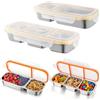 SANLIUBA Contenitore per Snack in Acciaio Inox Riutilizzabile, Contenitore per Alimenti, Contenitore per Il Pranzo, Vassoio Portatile per Snack, Adatto per La Scuola e Il Lavoro (2 Pezzi)