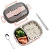 amropi Scatole Bento Lunch Box Acciaio Inossidabile Contenitori 2/3/4/5 Scomparto Dispensa con Bastoncini e Cucchiaio (Rosa, 2 Scomparto)