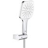 Grohe Rainshower 130 SmartActive Cube 26588LS0 Soffione Doccia a 3 Getti, Ecojoy Portata Limitata a 9,5l/min, Set con Supporto, Bianco Squadrato, 130 mm, Set di 3 Pezzi