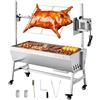 VEVOR Griglia per Arrosto da Barbecue Griglia a Carbone, Lunghezza 94 cm 38 W con Capacità di Carico di 60 kg e Ruote e Regolazione dell'Altezza a 7 Vie, in Acciaio Inossidabile per Campeggio