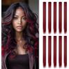 REEKNOKOL 10 Extension Capelli Rossi, 22 Pollici, Clip-in in Capelli Sintetici Lisci per Donne e Ragazze, Perfette per Uso Quotidiano e Feste