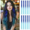 ARWIG 10 ciocche di capello da agganciare | 55 cm clip colorate | accessori per capelli per ragazze (blu mare e azzurro)