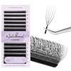 Natuhana 5D U Extension Ciglia 0.07mm C/D/L/LU Curl Forma U Ciglia Finte Ciuffetti Naturali Premade Fan Eyelash Extensions Volume Russo Professionale(Nero,0.07D,9-15mm)