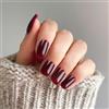 VLYX 24 pezzi di unghie finte rosso vino, unghie finte corte con colla, unghie a pressione, unghie rimovibili con colla per Natale, Halloween, donne, ragazze, accessori per unghie (rosso vino)