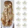 ELNX 10 fermagli per capelli con fiori di strass bianchi - Eleganti mini fermagli a forma di artiglio per donne e ragazze, per matrimoni e abbigliamento quotidiano