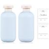 UMETASS 2 bottiglie da viaggio da riempire, a prova di perdite, set da viaggio con coperchio flip top, bottiglie vuote da viaggio (blu, 200 ml)