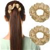 REEKNOKOL Pack de 2 Coleteros, Scrunchies Elásticos para Mujeres y Niñas, Suaves Accesorios de Cola de Caballo, Gruesos, Sin Dañar el Cabello (Marrón)