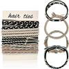 LECTNORE Confezione da 12 Elastici per Capelli Boho per Donne e Ragazze - Supporti per Coda di Cavallo Elasticizzati Con Perle (Nero/Beige)