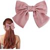 LECTNORE Fermaglio per capelli con fiocco, per donne, con grande fiocco, fermagli per capelli francesi con nastro, tinta unita, morbidi fiocchi per capelli in raso setoso, per donne e ragazze (rosa, 1 pezzo)
