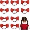 FIGCY Set di 10 elastici rossi con fiocco, accessori per capelli bambina, ideali per code di cavallo, fermacapelli resistenti per uniformi scolastiche