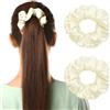 REEKNOKOL Paquete de 2 coleteros elásticos para mujeres y niñas, accesorios para el pelo suaves y sin daño, bandas grandes para coleta (Blanco)